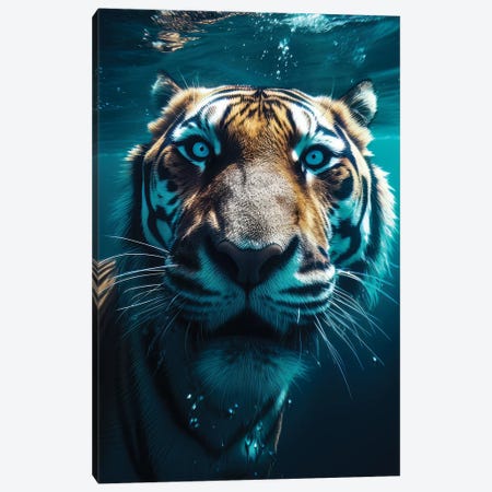 Underwater Swimming Tiger Canvas Print #ZGA236} by Zenja Gammer Canvas Print