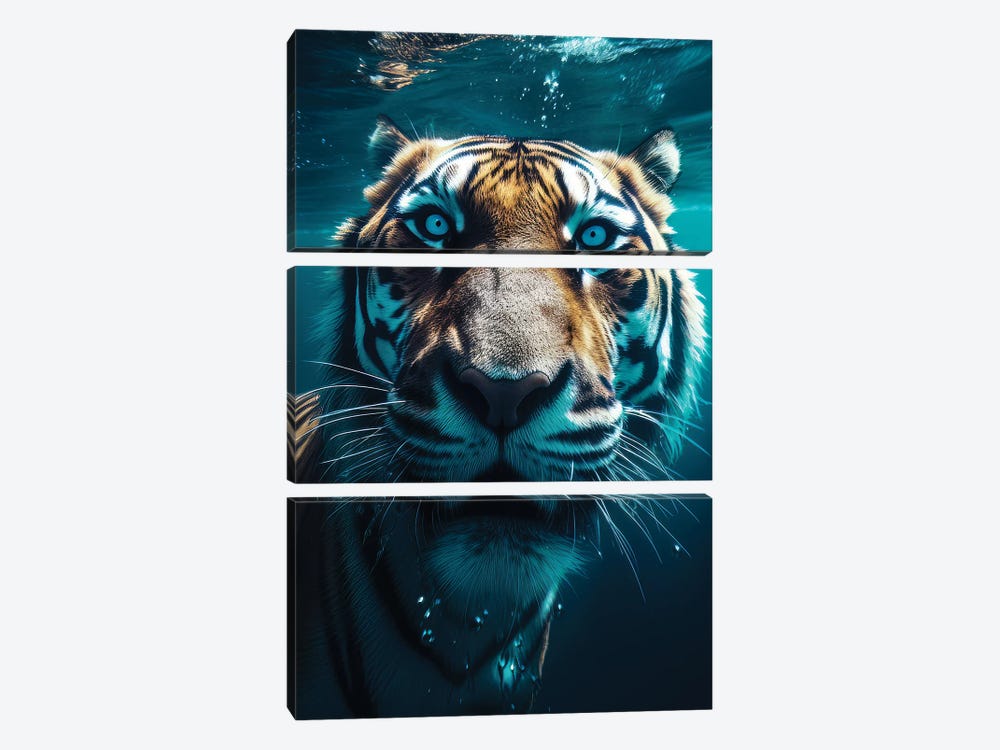Underwater Swimming Tiger by Zenja Gammer 3-piece Canvas Print