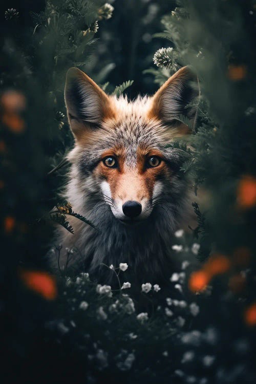 Fox Hiding In The Forest