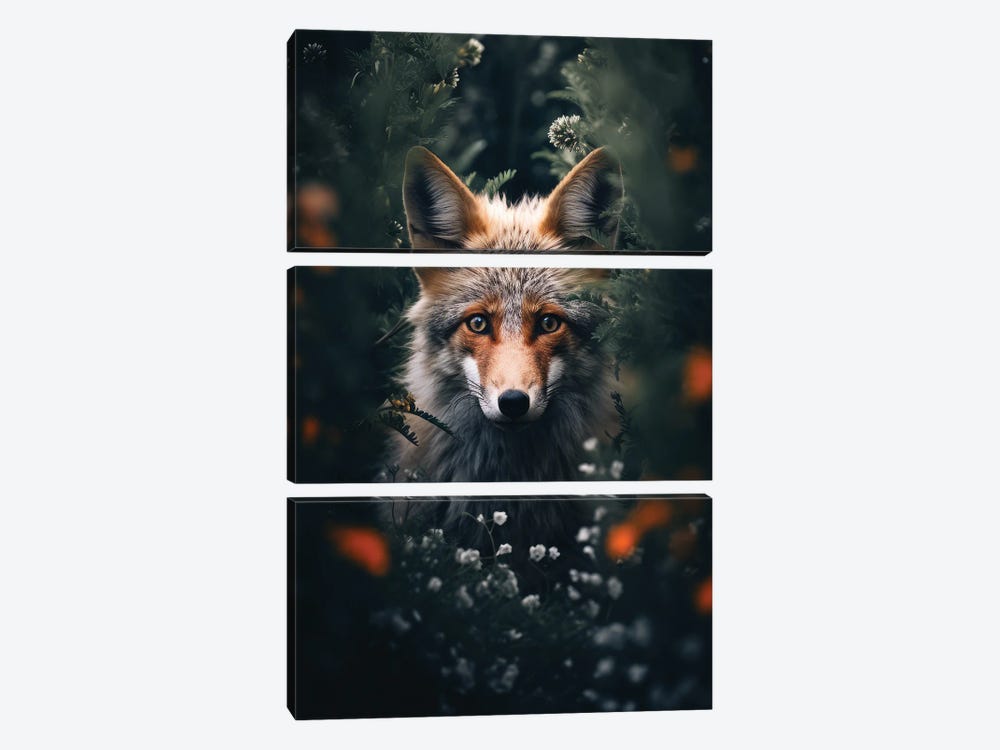Fox Hiding In The Forest by Zenja Gammer 3-piece Art Print