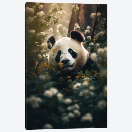 Floral Panda Canvas Print #ZGA241} by Zenja Gammer Canvas Print