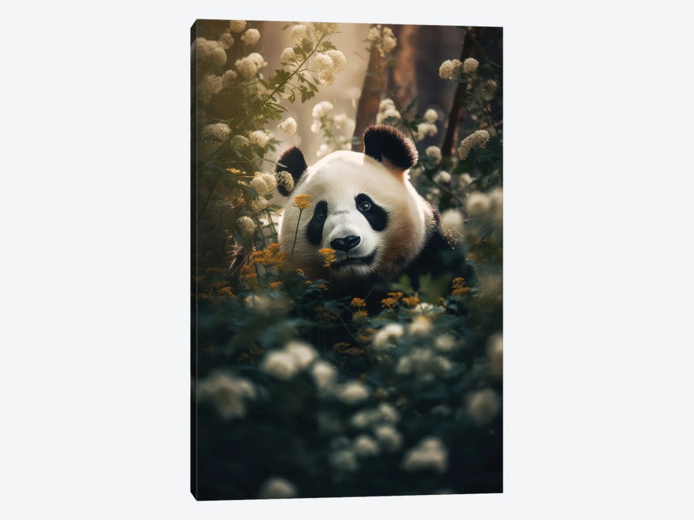 Floral Panda by Zenja Gammer 1-piece Canvas Print