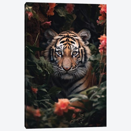 Tiger Cub Flowers Canvas Print #ZGA242} by Zenja Gammer Art Print