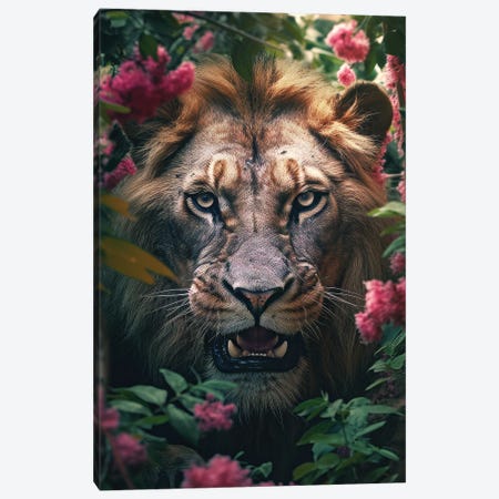 Angry Lion Flowers Canvas Print #ZGA243} by Zenja Gammer Canvas Print