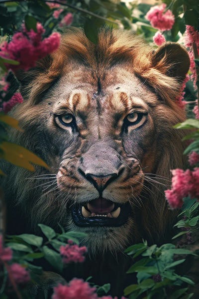 Lions: Angry Lion Flowers by Zenja Gammer