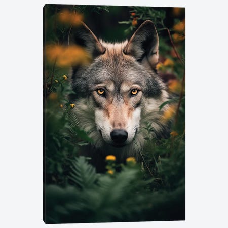 Wolf Flowers Canvas Print #ZGA245} by Zenja Gammer Canvas Art