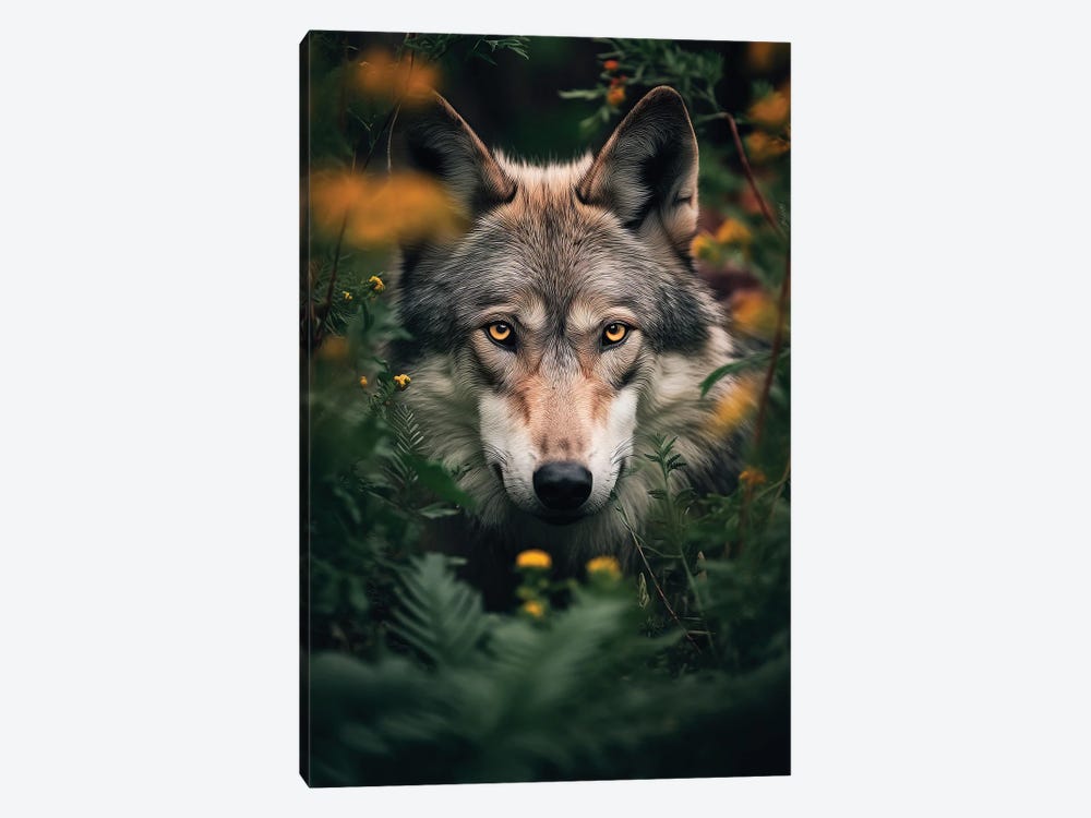 Wolf Flowers by Zenja Gammer 1-piece Canvas Art Print