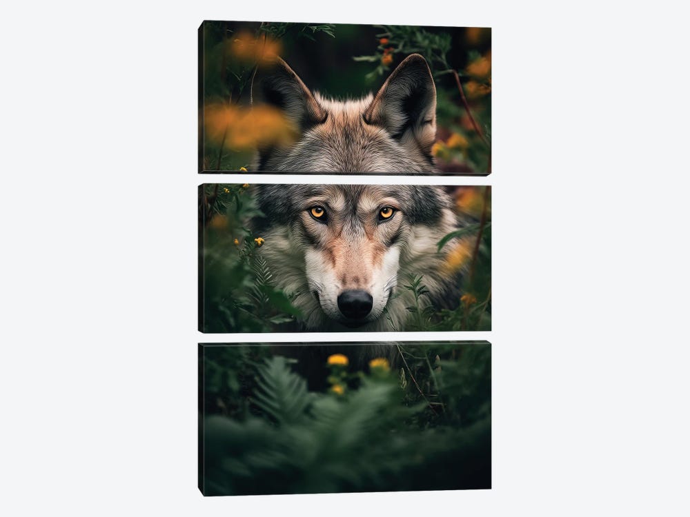 Wolf Flowers by Zenja Gammer 3-piece Art Print