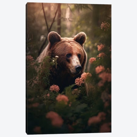 Bear In The Forest Canvas Print #ZGA246} by Zenja Gammer Canvas Artwork