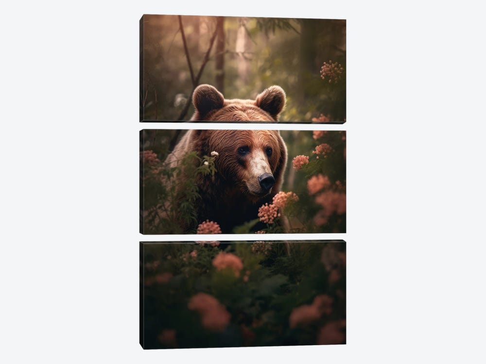 Bear In The Forest by Zenja Gammer 3-piece Canvas Artwork