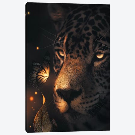 Leopard Glowing Butterfly Canvas Print #ZGA27} by Zenja Gammer Canvas Print