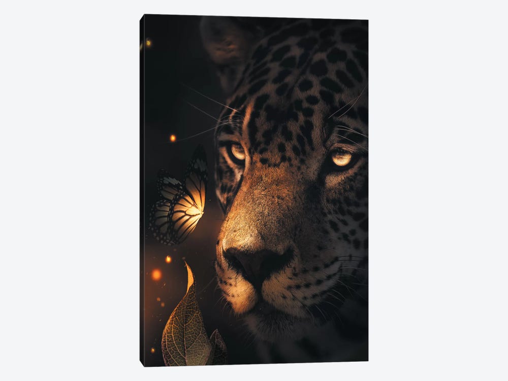 Leopard Glowing Butterfly by Zenja Gammer 1-piece Canvas Art