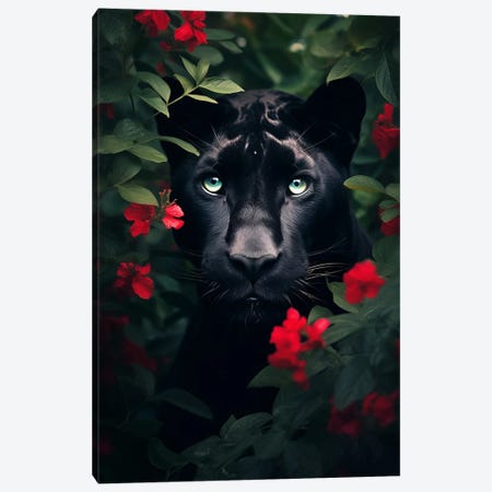 Black Panther Flowers Canvas Print #ZGA285} by Zenja Gammer Canvas Art