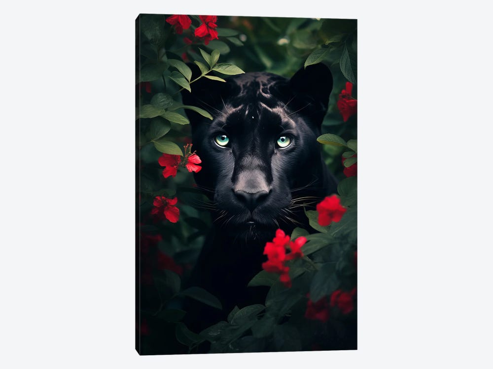 Black Panther Flowers by Zenja Gammer 1-piece Canvas Print