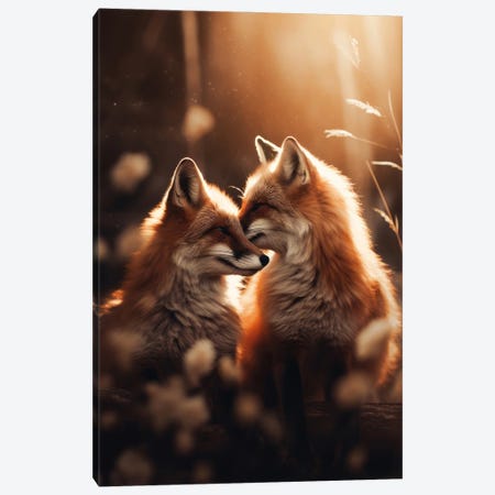 Loving Foxes Canvas Print #ZGA301} by Zenja Gammer Canvas Art