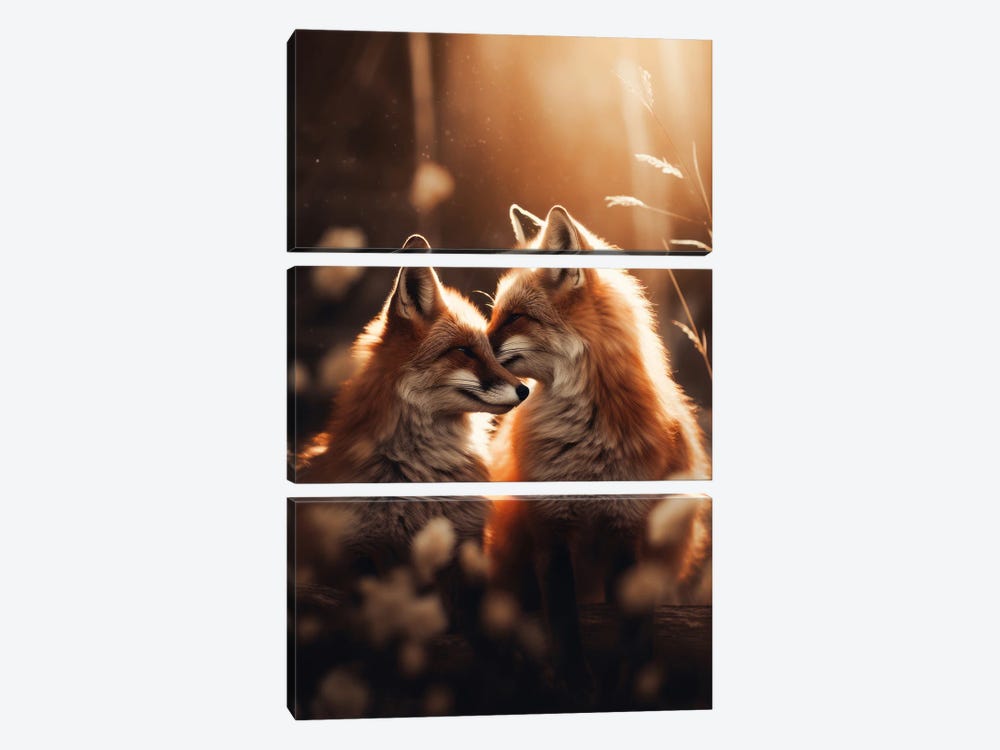 Loving Foxes by Zenja Gammer 3-piece Canvas Wall Art