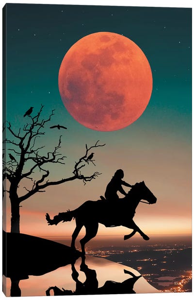 Red Moon Horse Canvas Art Print - Zenja Gammer
