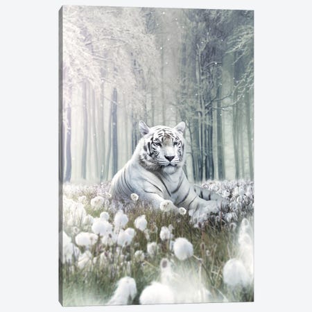 White Lion Flowers Canvas Print #ZGA54} by Zenja Gammer Canvas Wall Art