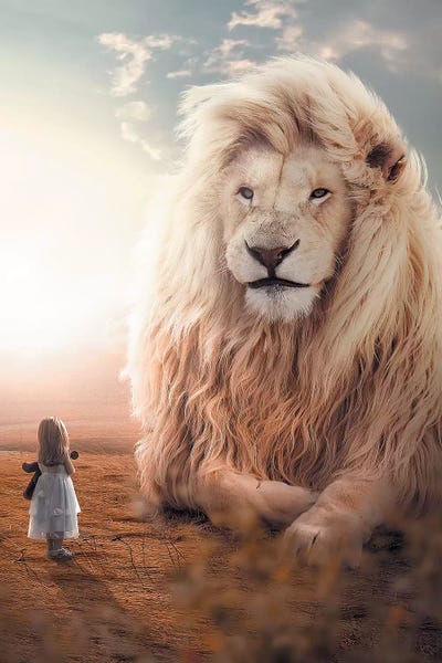 Kids Fantasy Art: White Lion Girl by Zenja Gammer