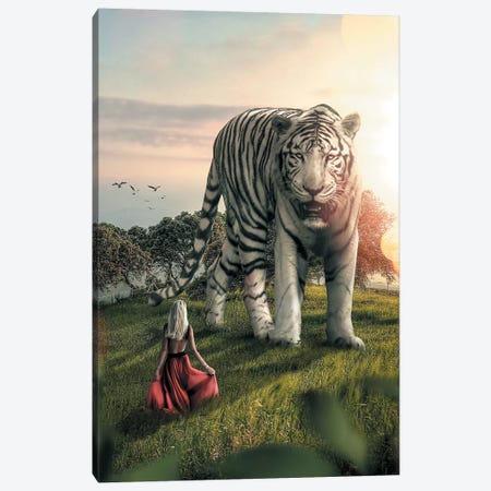 White Tiger Woman Canvas Print #ZGA56} by Zenja Gammer Canvas Art