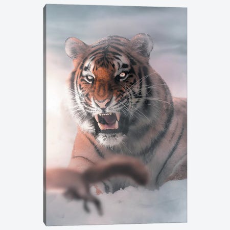 The Tiger & Squirrel Canvas Print #ZGA65} by Zenja Gammer Canvas Art Print