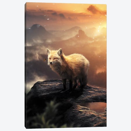 The Fox On The Mountain Canvas Print #ZGA69} by Zenja Gammer Canvas Art