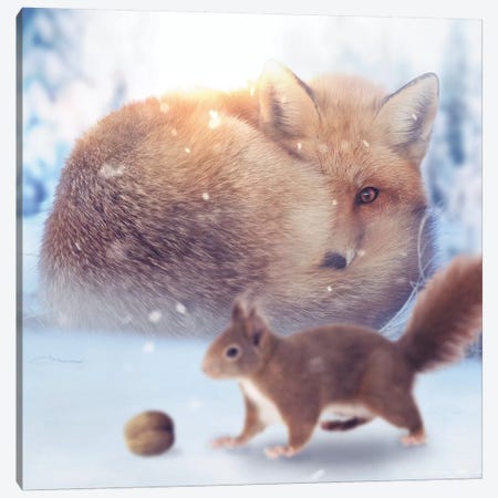 The Fox & Squirrel Canvas Print #ZGA77} by Zenja Gammer Canvas Art