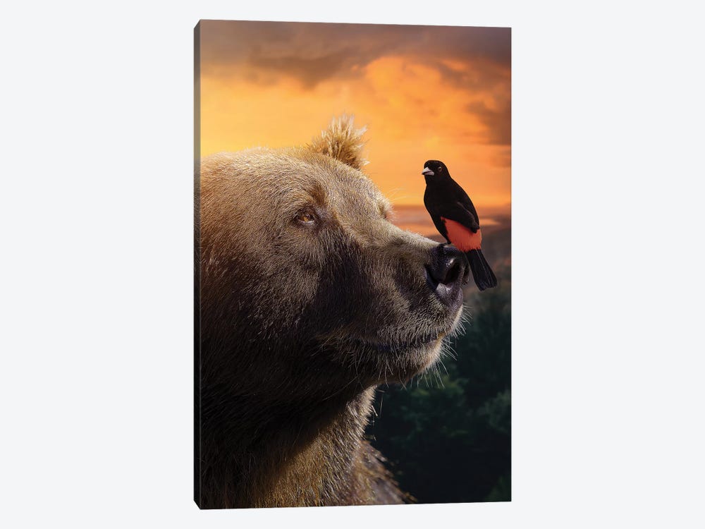 The Bear & Bird by Zenja Gammer 1-piece Canvas Print