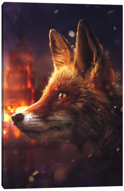 The Fox In Moscow Canvas Art Print - Zenja Gammer