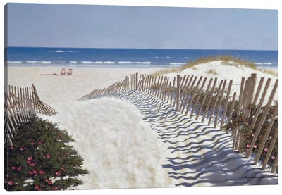 Walk To The Beach Canvas Art Print - Coastal Living Room Art