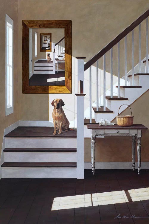 Droste and Dog On Stairs