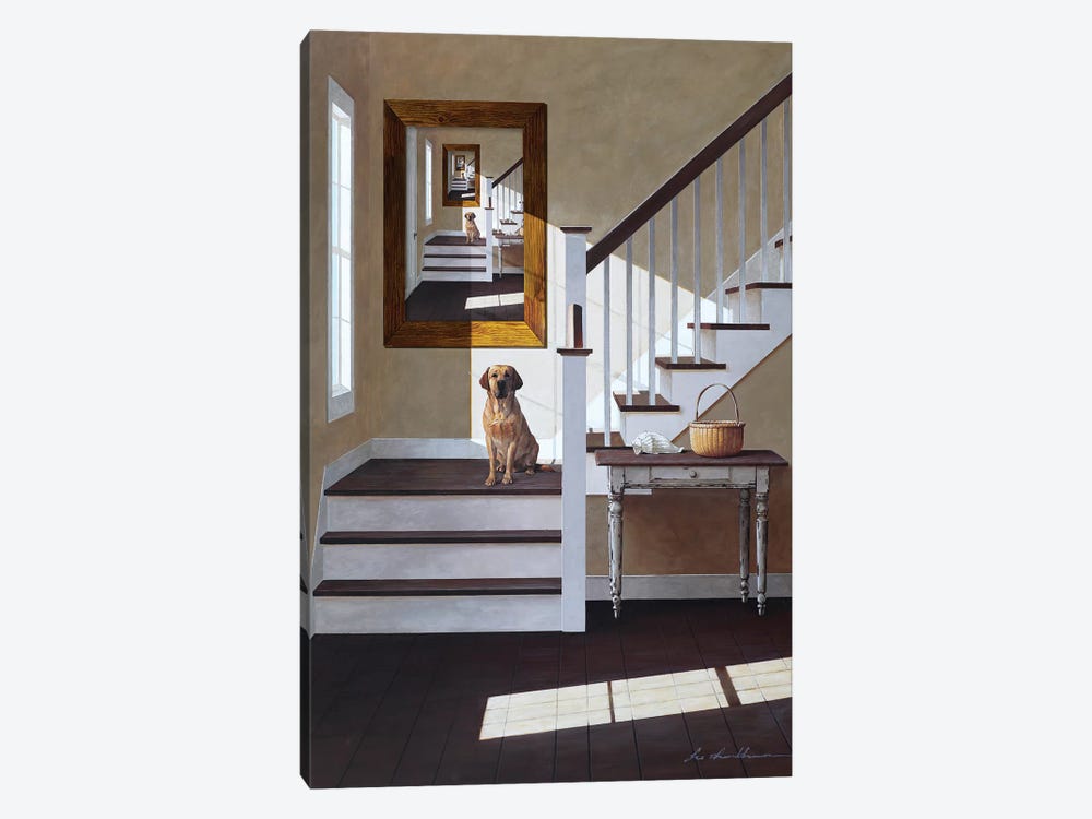 Droste and Dog On Stairs by Zhen-Huan Lu 1-piece Canvas Print