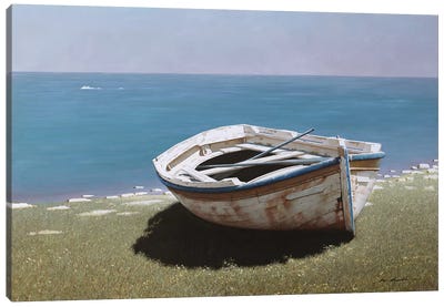 Weathered Boat Canvas Art Print - Rowboat Art