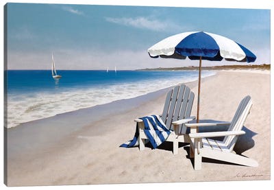 Beach Bum Canvas Art Print - Pantone 2020 Classic Blue