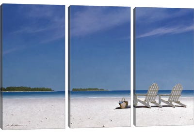 A View For Two Canvas Art Print - 3-Piece Beach Art