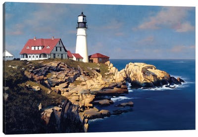 Coastal Lighthouse Canvas Art Print - Ocean Art