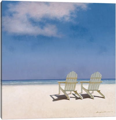 Beach Chairs Canvas Art Print - Minimalist Painting