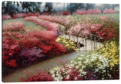 Monet's Flower Garden Canvas Art Print - Garden & Floral Landscape Art