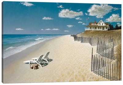 Beach House View I Canvas Art Print - Coastal Sand Dune Art