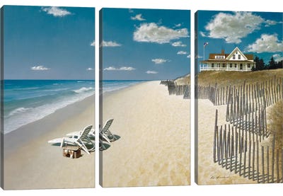 Beach House View I Canvas Art Print - 3-Piece Beach Art