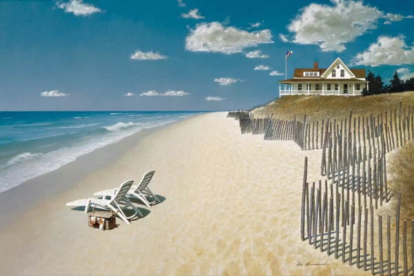 Large Coastal Art - Canvas Prints: Beach House View I by Zhen-Huan Lu