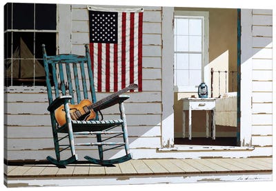 Rocking Chair With Guitar Canvas Art Print