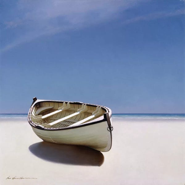 Large Coastal Art - Canvas Prints: Beached Boat I by Zhen-Huan Lu