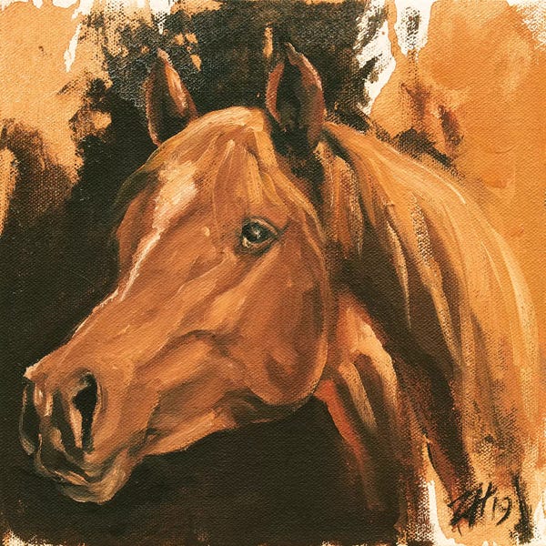 Zil Hoque: Equine Head Arab Chestnut (study 47) 2019 by Zil Hoque
