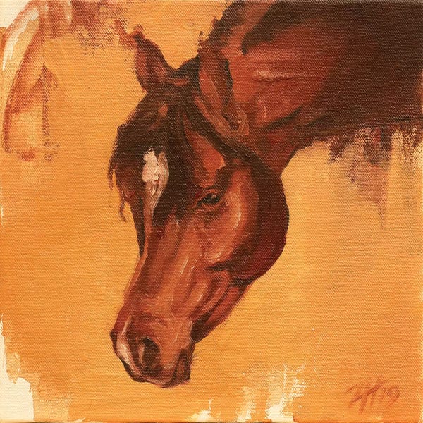 Zil Hoque: Equine Head Arab Chestnut (study 14A) 2019 by Zil Hoque