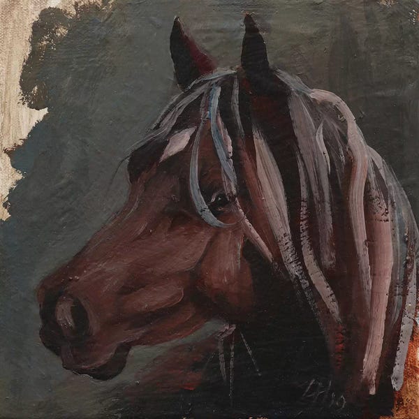 Zil Hoque: Equine Head Arab Chestnut (study 185) by Zil Hoque