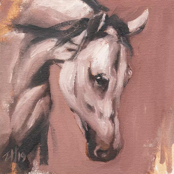 Zil Hoque: Equine Head Arab White (study 28) by Zil Hoque