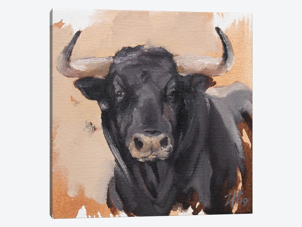 Toro Head Negro (study 39) by Zil Hoque 1-piece Canvas Print