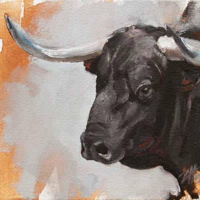 Toro Head Negro (study 49) by Zil Hoque art print