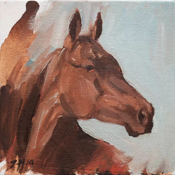 Zil Hoque: Equine Head Arab Chestnut (Study 10) by Zil Hoque